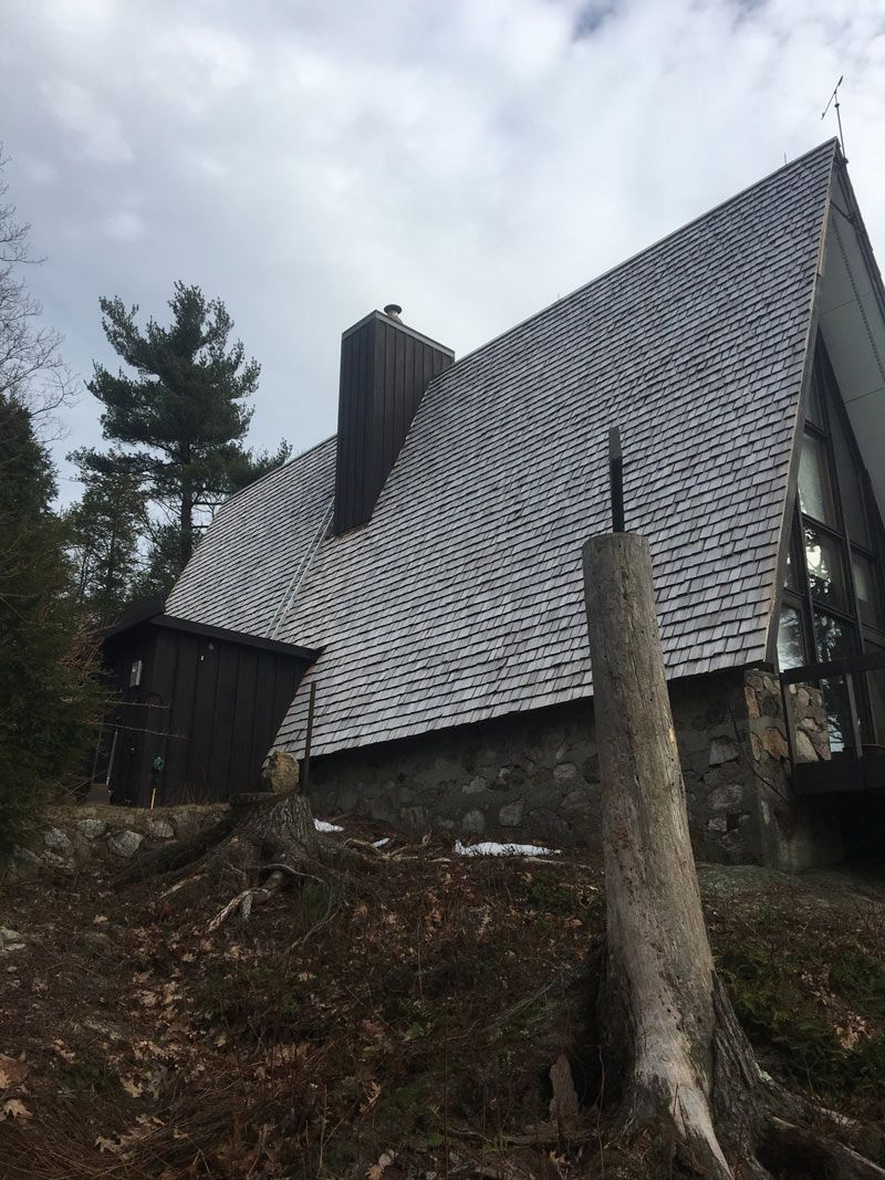 Composite Slate Shingles On A Log House — Fitzwilliam, NH — A. L. Johnson & Sons Roofing