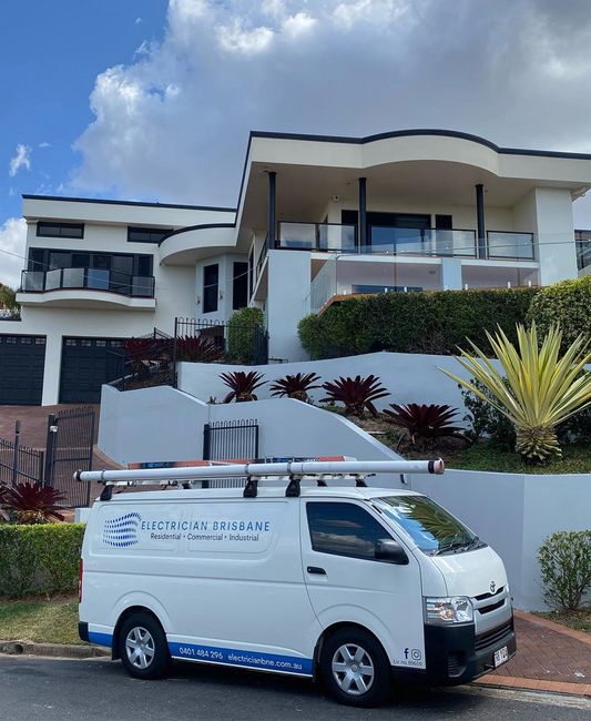 Electrician Brisbane van outside residential property