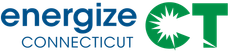 The logo for energize connecticut is green and blue