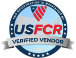 A logo for usfcr verified vendor in 2025