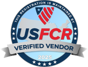 A logo for usfcr verified vendor in 2025