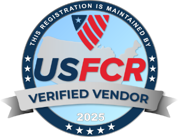 A logo for usfcr verified vendor in 2025