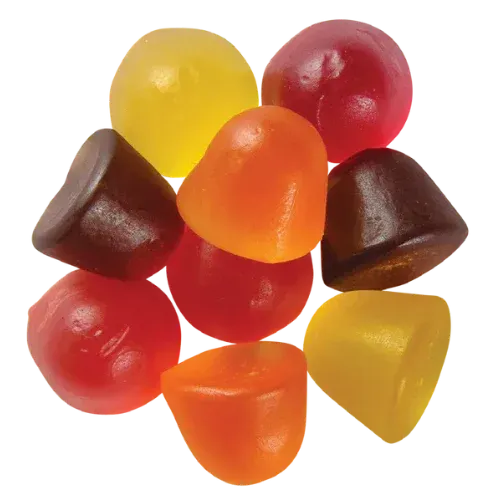 FiberBites gummies for primates in assorted colors.