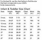 Infant and Toddler Size Chart