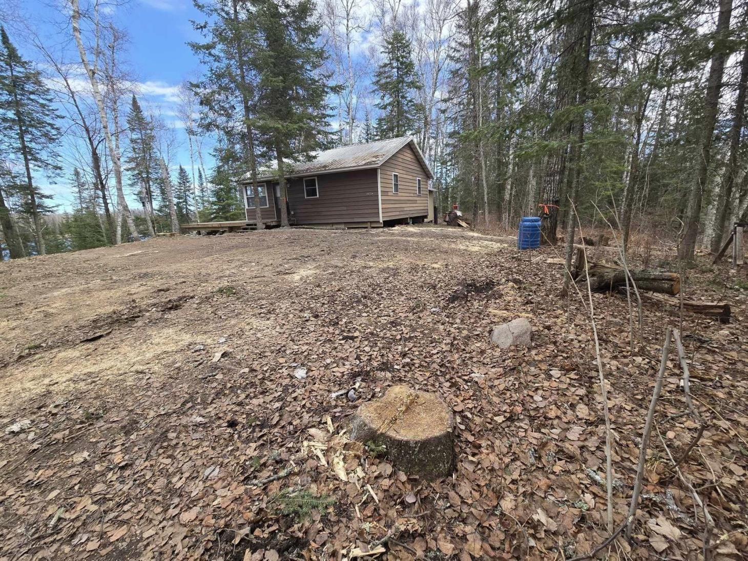 A person is cutting a tree branch with a chainsaw.