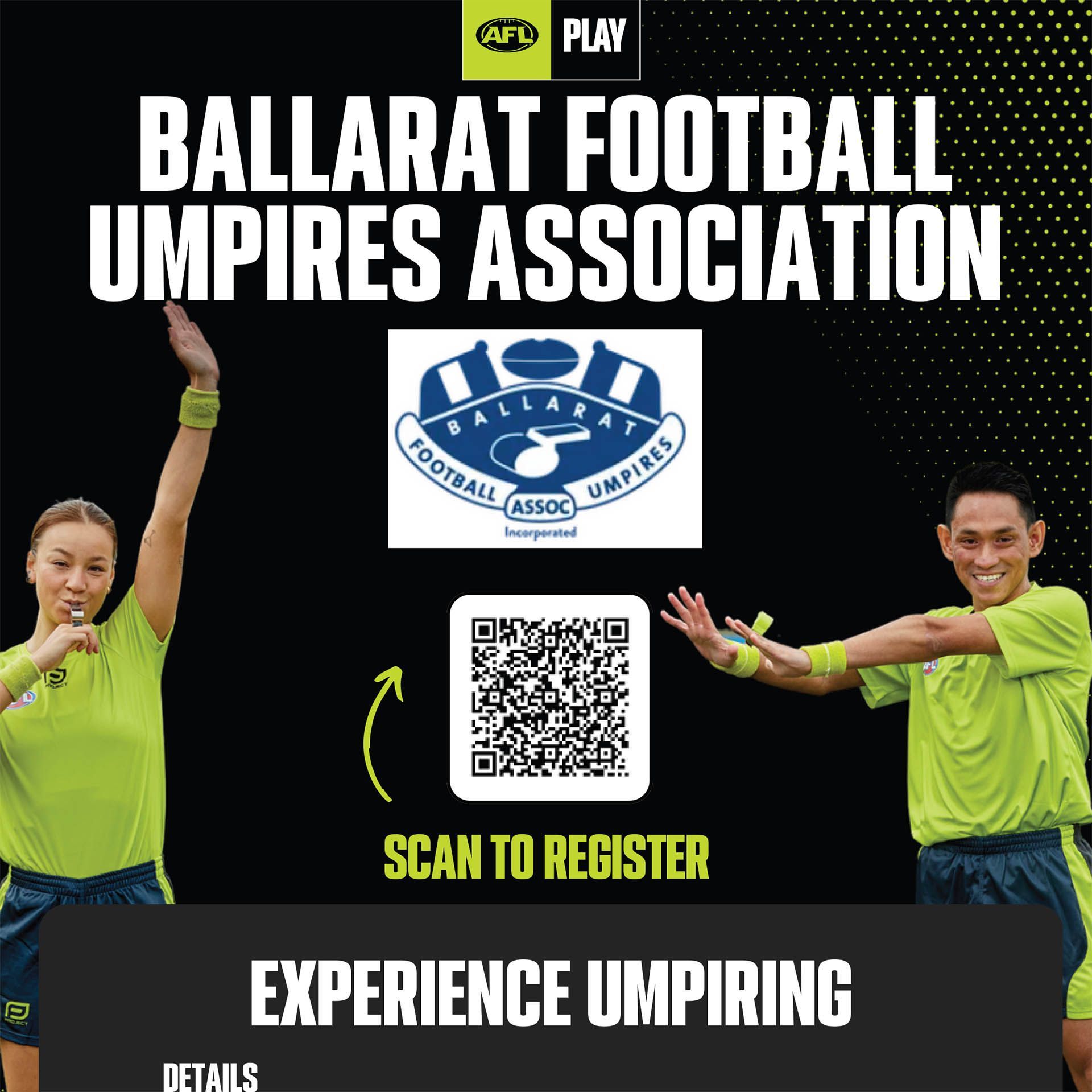 Experience Umpiring with the Ballarat Football Umpires Association