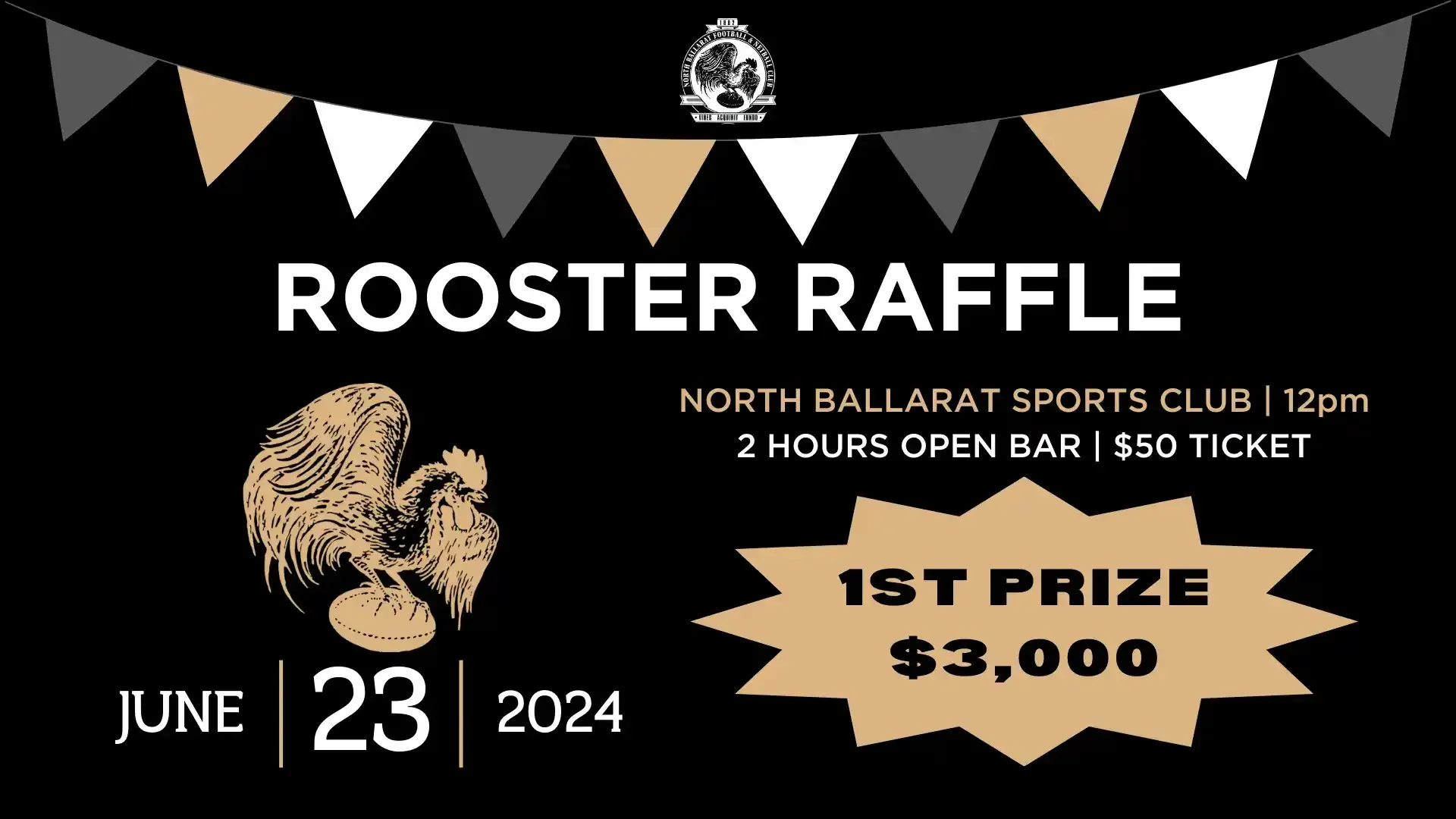 2024 North Ballarat Football & Netball Club Rooster Raffle - Tickets $50