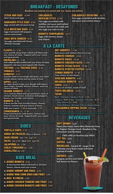 Mexico lindo menu discount