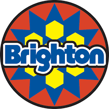 The brighton logo is a colorful circle with a star in the middle.