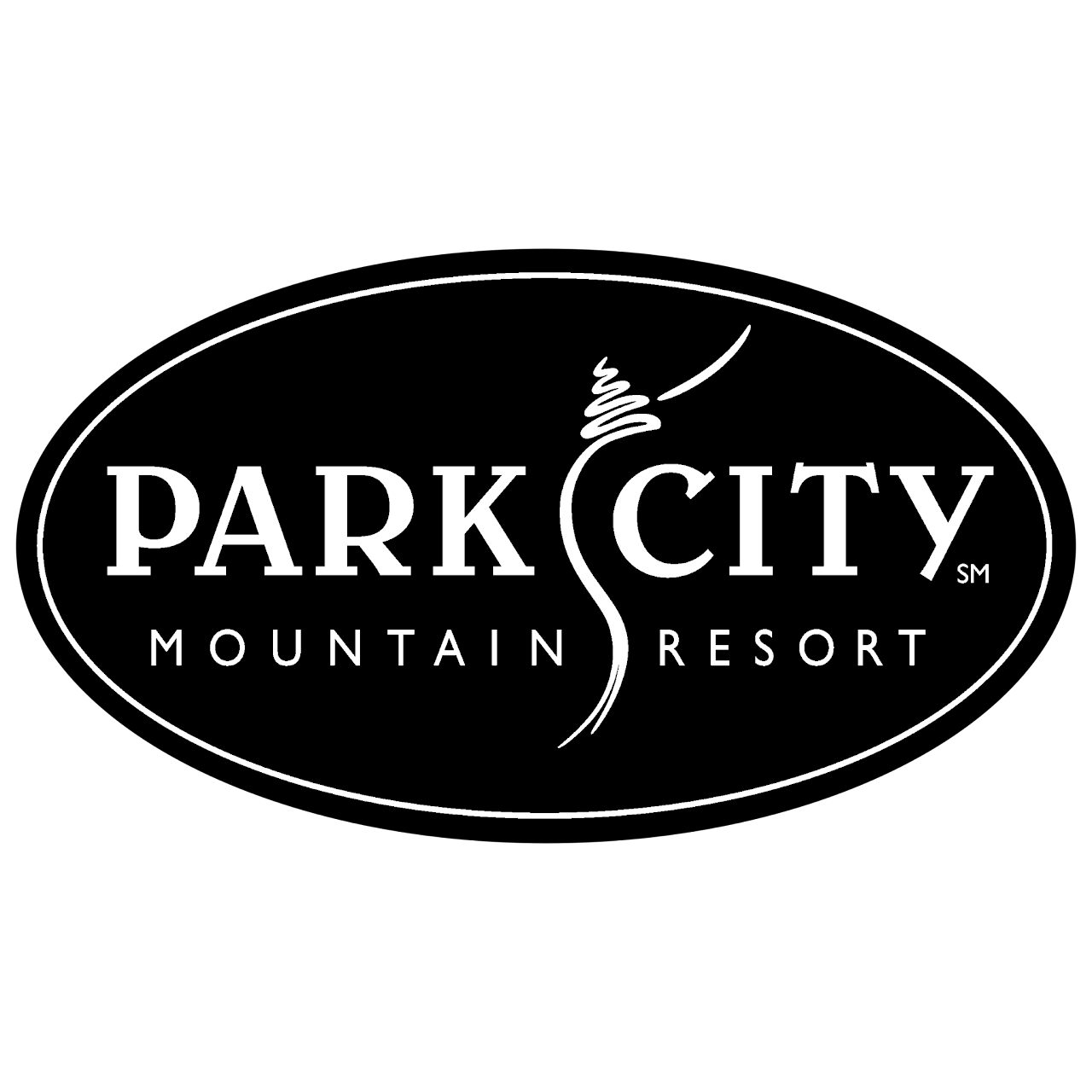 A black and white logo for park city mountain resort.