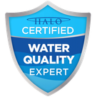 A blue shield-shaped emblem labeled 