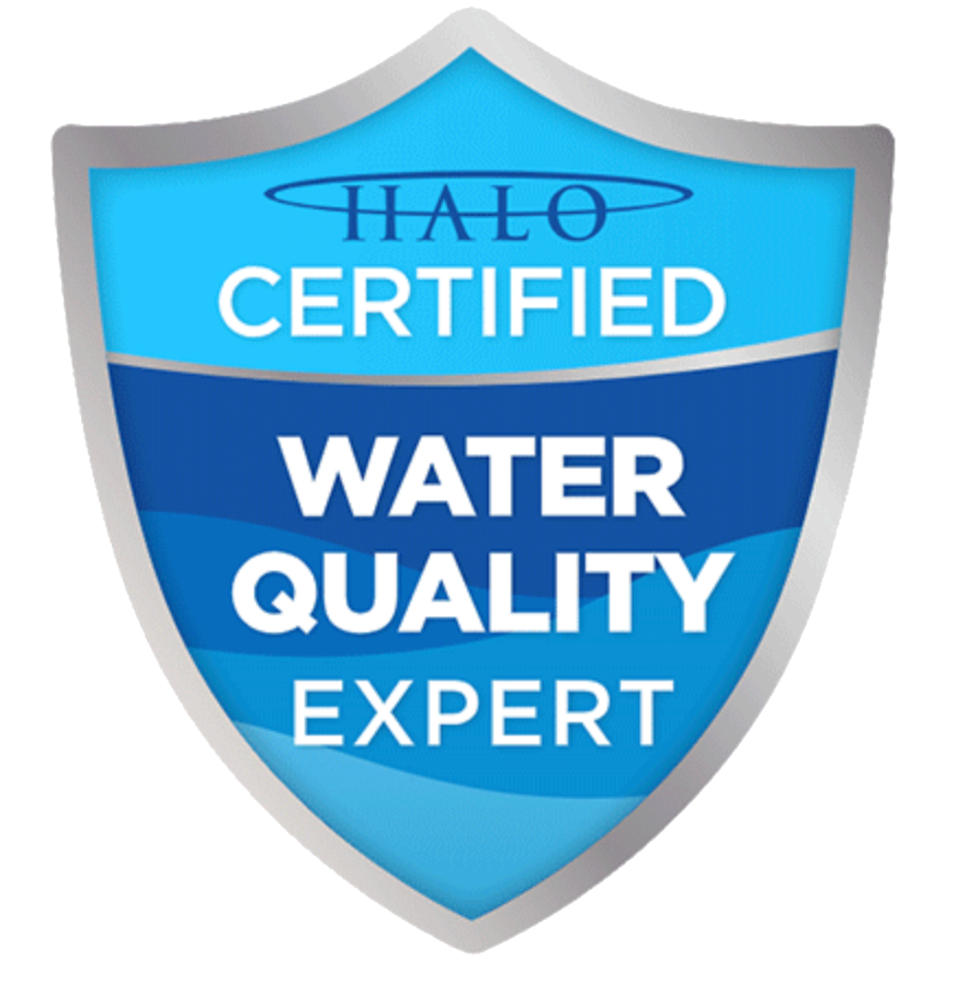 A blue shield-shaped emblem labeled 