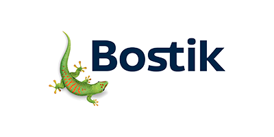 Bostik logo with a green gecko and navy blue text on a white background.