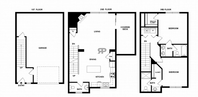 2 bedroom 2.5 bath floor plan
