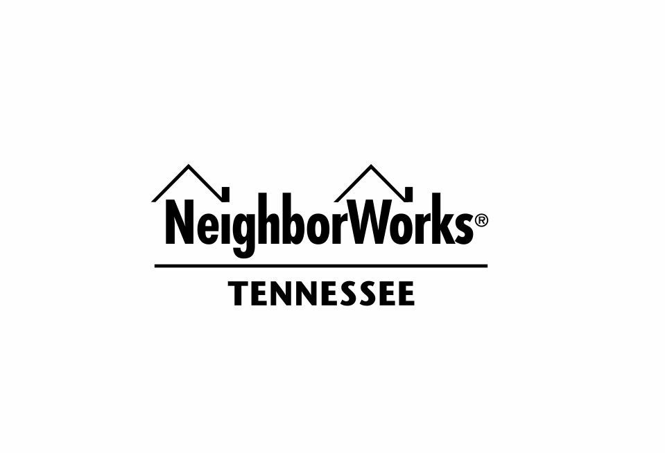NeighborWorks Tennessee logo: black text and two house illustrations.