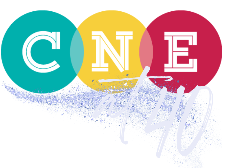 Logo with teal, yellow, and red overlapping circles, each with a white letter spelling 