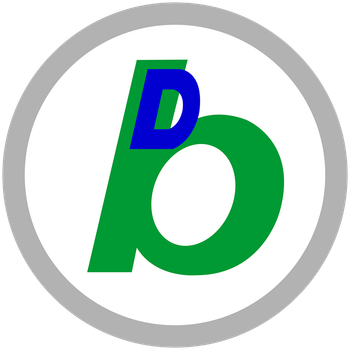 โลโก้ Do Best Trading ตัวอักษร D และ b ซ้อนกันในกรอบวงรีสีเทา บริษัทจำหน่ายวัสดุกันสาด