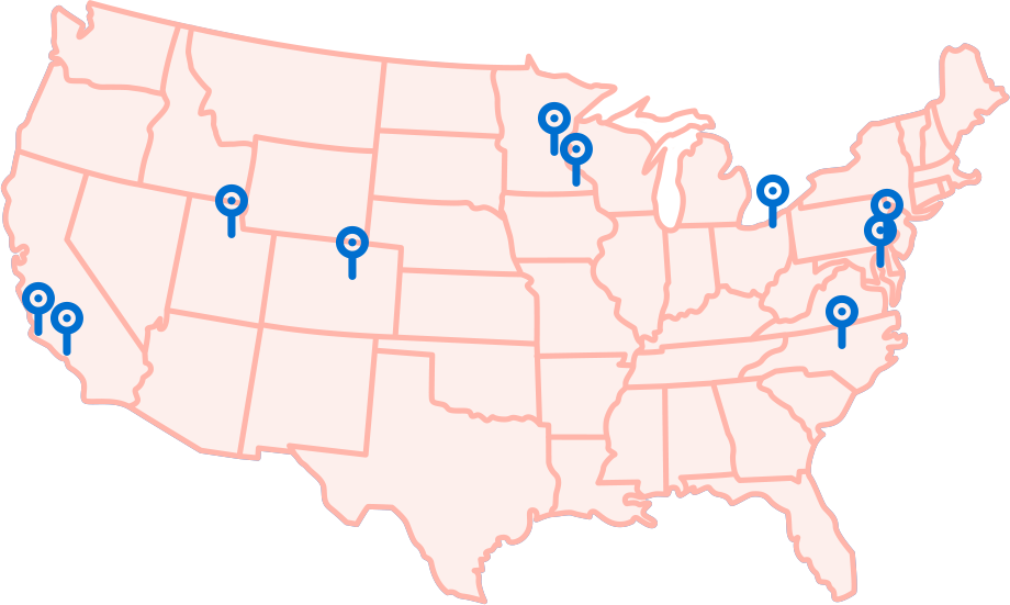 VM Disease Clinical Trial Site Map of the USA