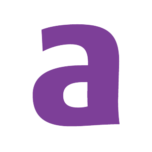 A purple letter a is on a white background.