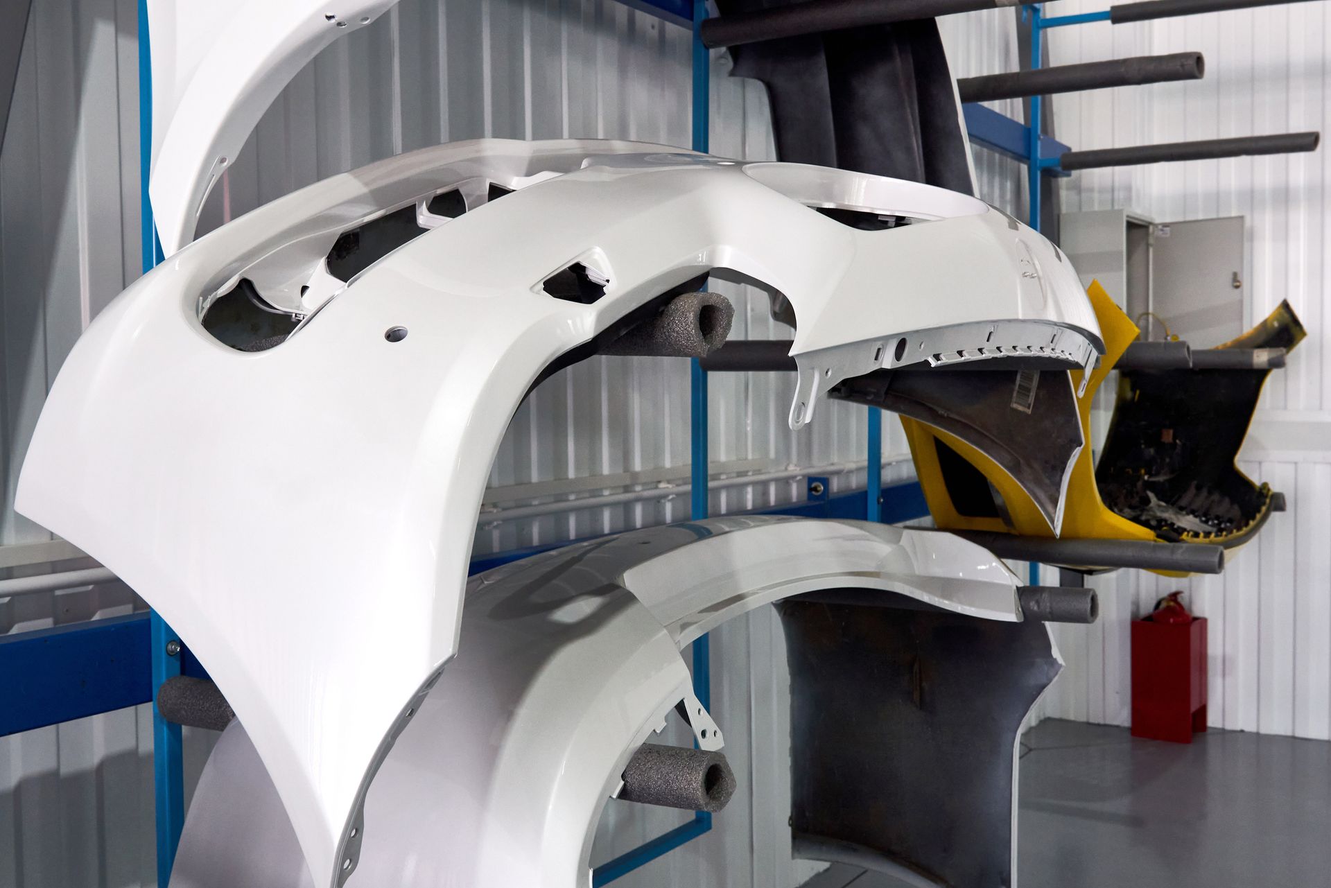 A bunch of bumpers are stacked on top of each other