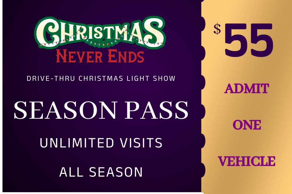 A ticket for a Christmas Never Ends season pass