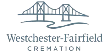 Logo for Westchester-Fairfield Cremation. Gray bridge over a gray river with text beneath.