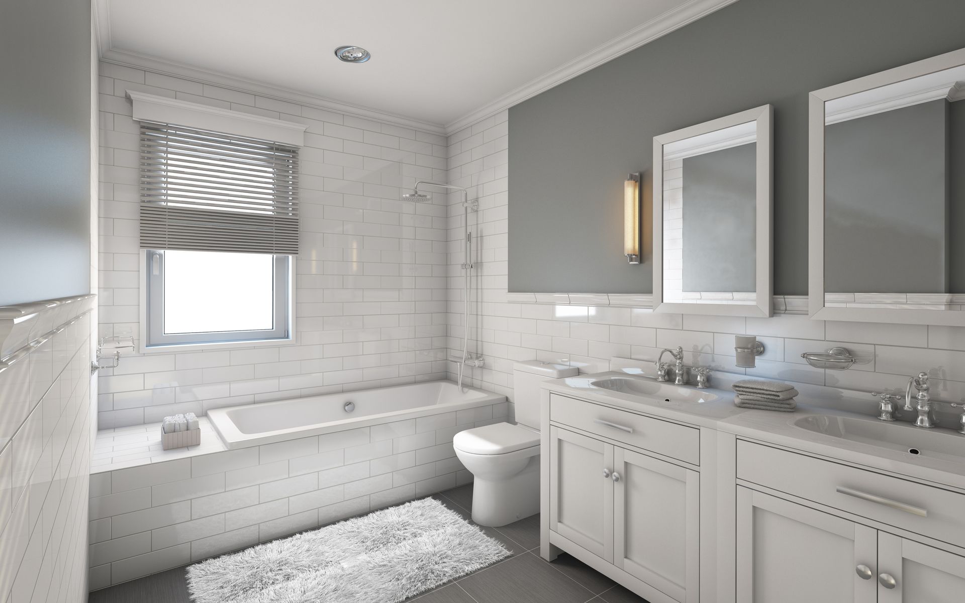 View of a stylish, modern bathroom showcasing full bathroom renovations View of a stylish, modern bathroom showcasing full bathroom renovations
