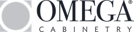Logo for Omega Cabinetry. The word