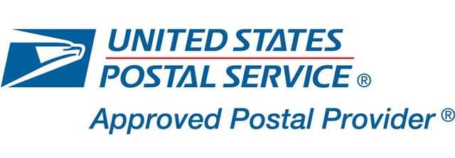 USPS logo with an eagle graphic and the text "UNITED STATES POSTAL SERVICE" and "Approved Postal Provider."