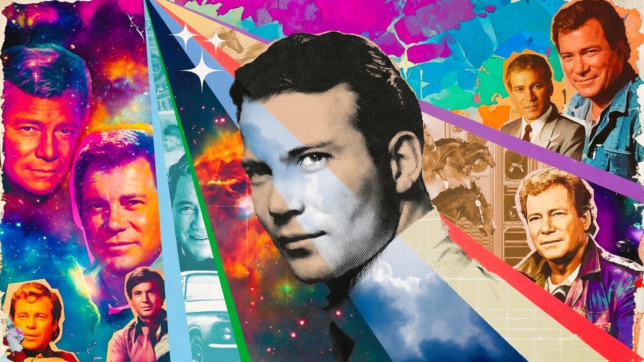 William Shatner surrounded by iconic roles throughout his career, from Star Trek legend to his lates