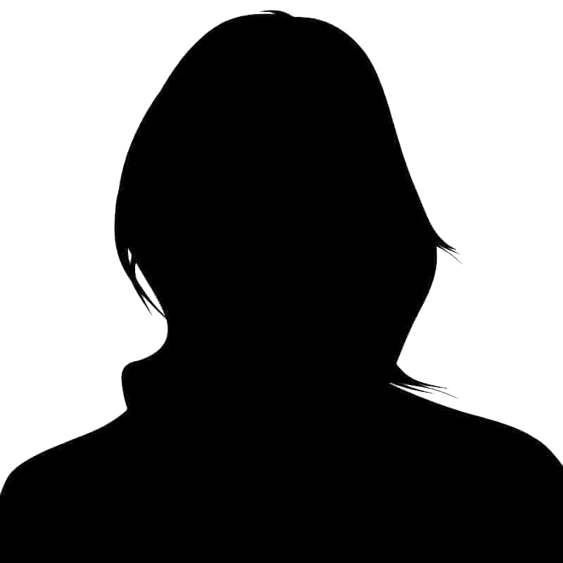 A silhouette of a woman without a face on a white background.
