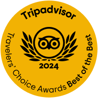 A yellow sticker that says tripadvisor travelers choice awards best of the best