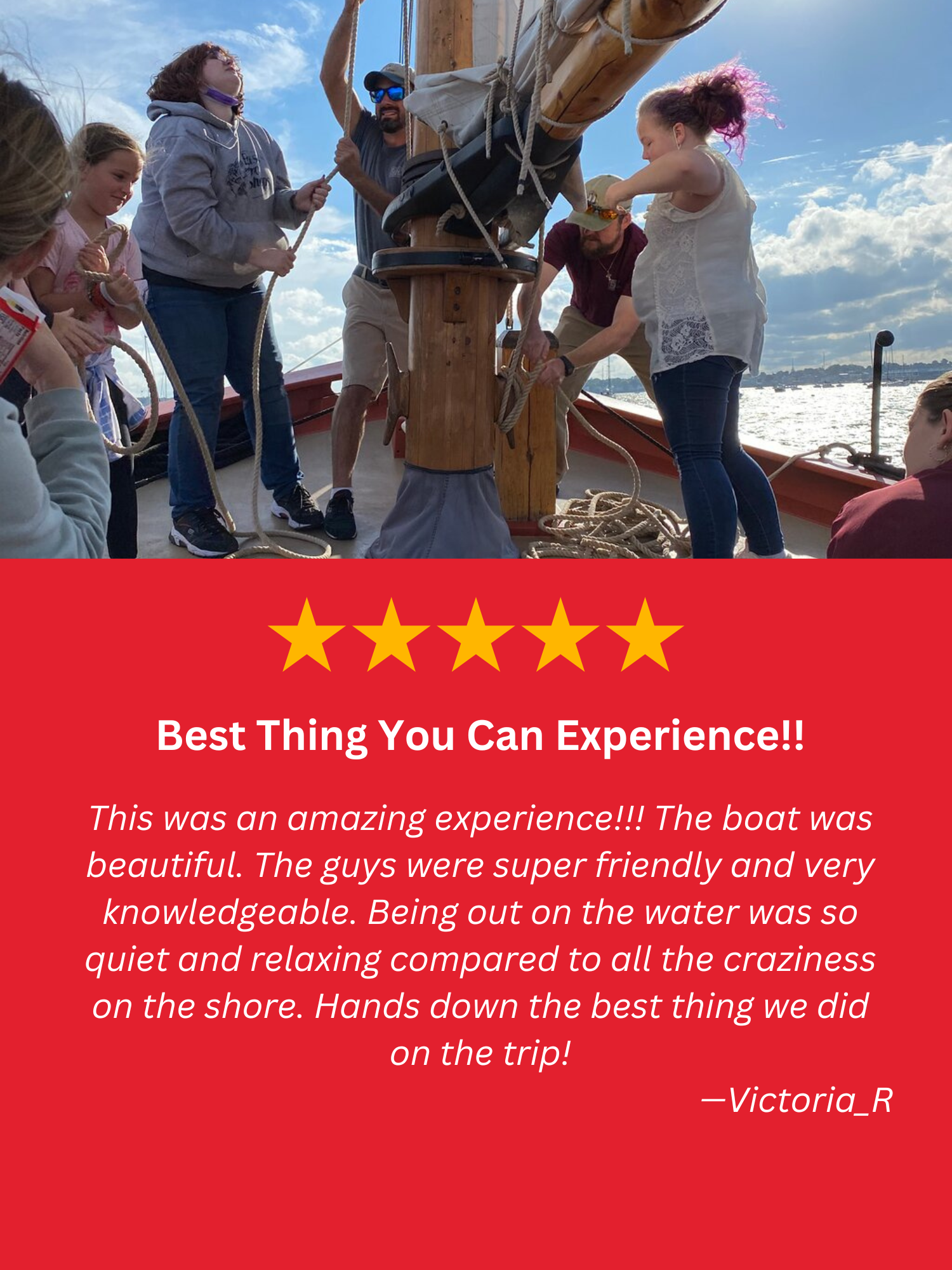 A group of people are standing on top of a boat.