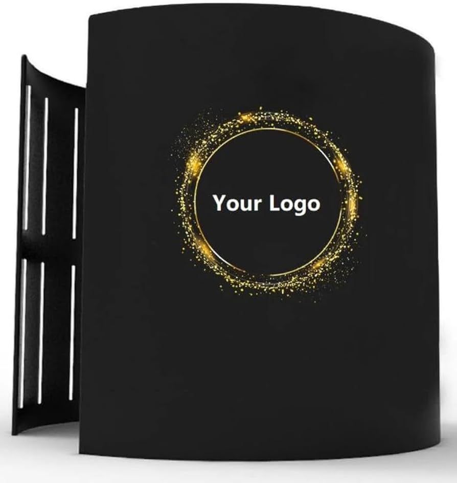 A black cylinder with a gold circle for custom enclosure.