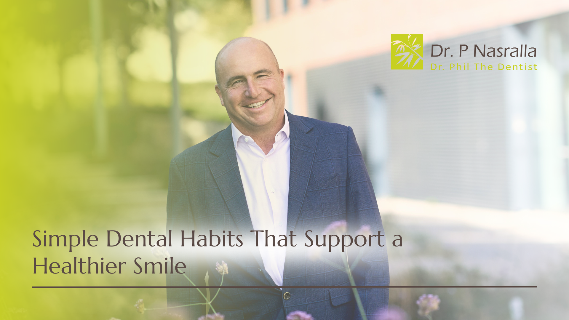 Man in suit smiles outside, text: