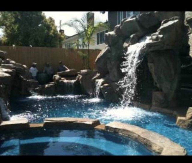 Pool with water fall — Huntington Beach, CA — Ken's Handyman Express Inc.