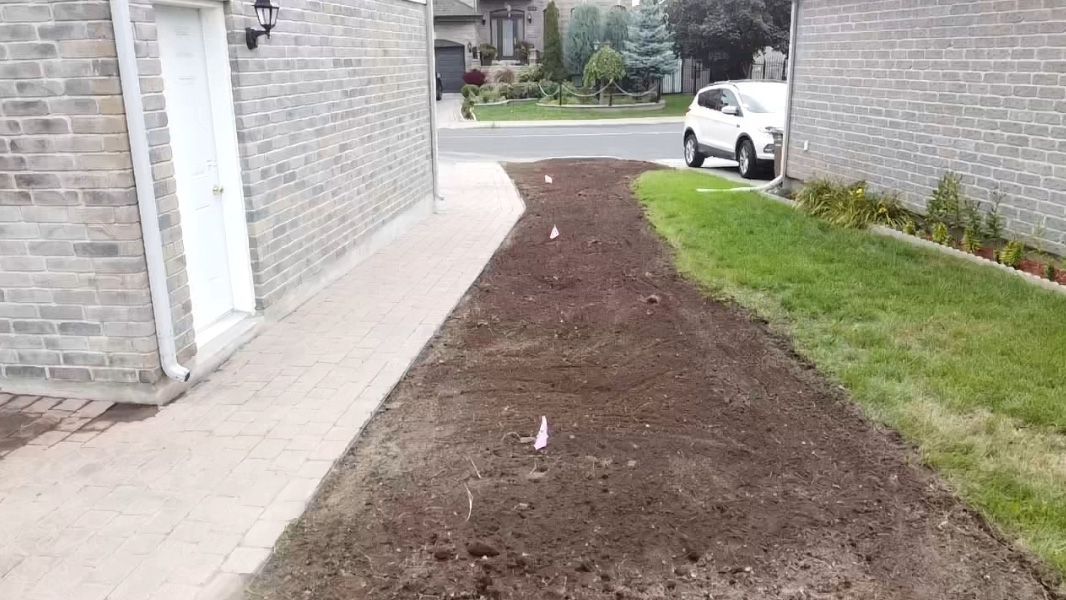 Une voiture est garée sur le bord de la route à côté d’un trottoir.