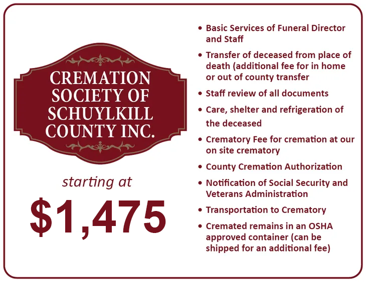 A poster for cremation society of schuylkill county inc.