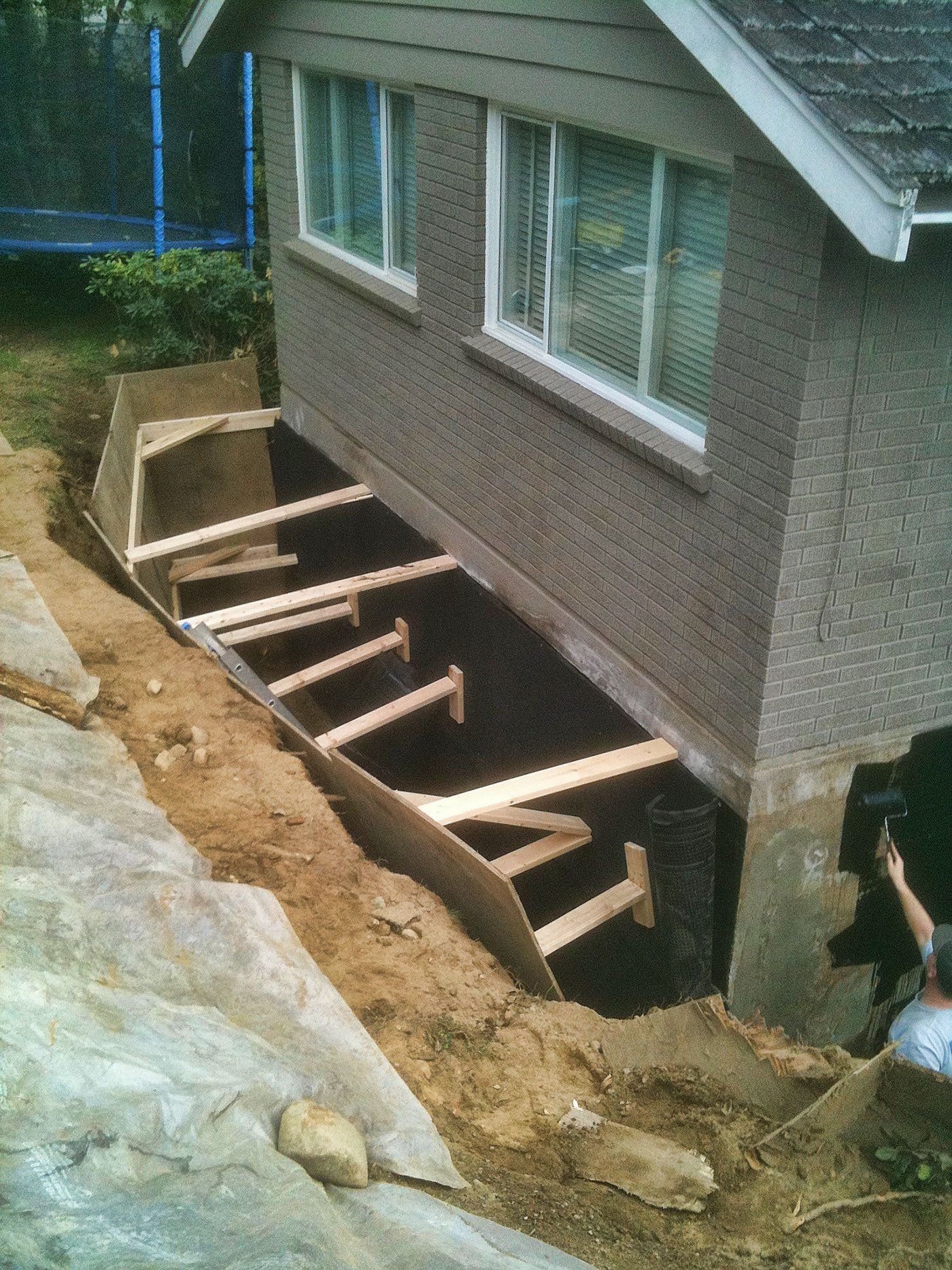 Waterproofing the exterior of a foundation to prevent basement leaks