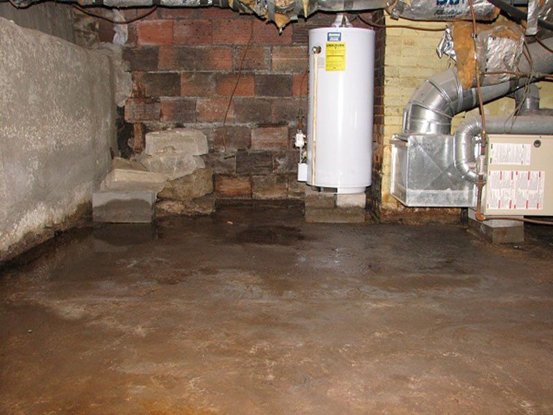 Basement with signs of water damage