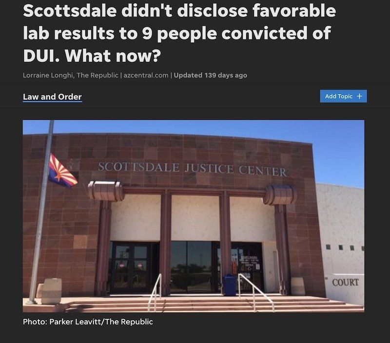 Fired Scottsdale prosecutor sues city. He says he blew whistle on unfair DUI convictions Lorraine Longhi Arizona Republic