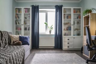 Minimalistic Blue Window Curtains — Genie’s Drapery Service — Charleston, SC