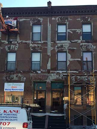 Chipped Brownstone Building — Masonry Restoration in Philadelphia PA