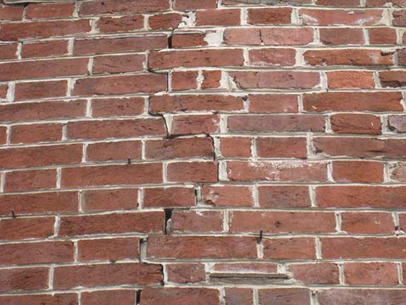 Cracked Brick Wall — Masonry Restoration in Philadelphia PA