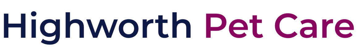 Highworth Pet Care logo with blue and purple text and a paw print icon