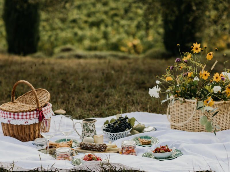 Delicious picnic with wine tasting at a Chianti winery