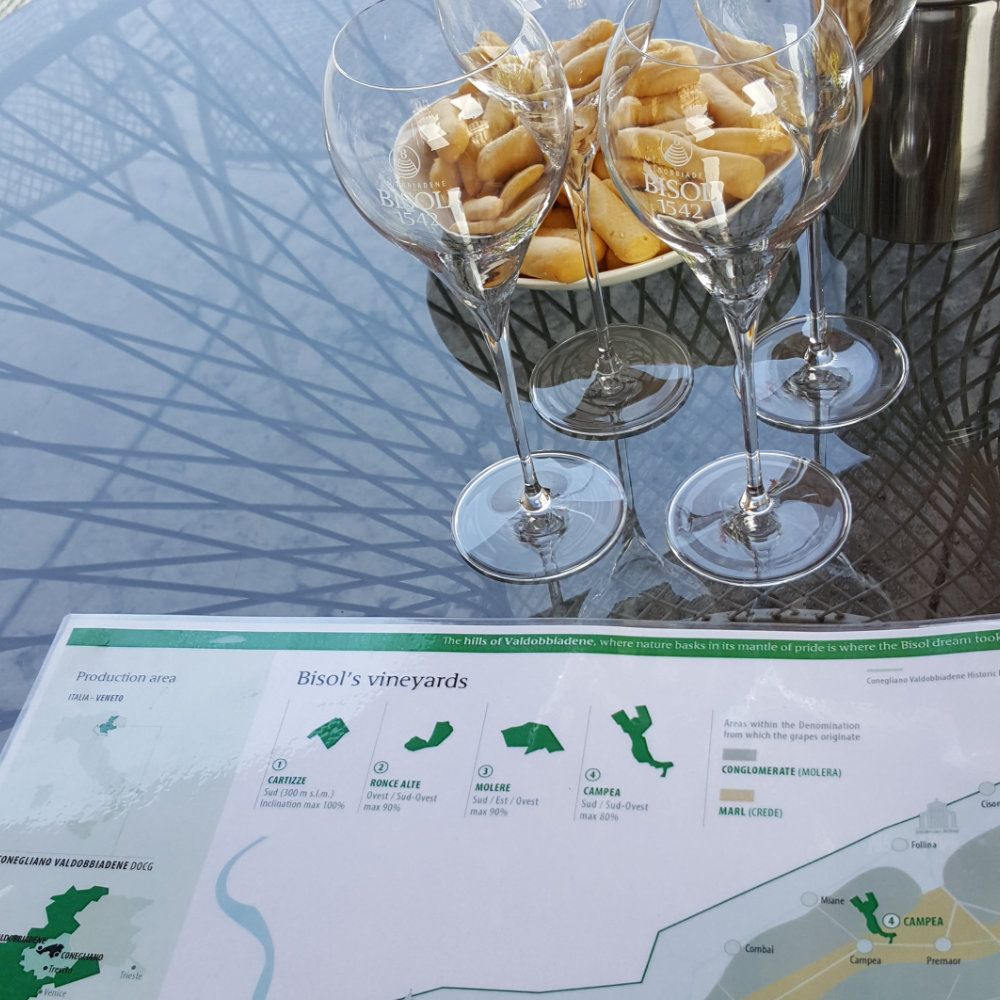 Prosecco wijnproeverij bij Bisol in het Cartizze gebied
