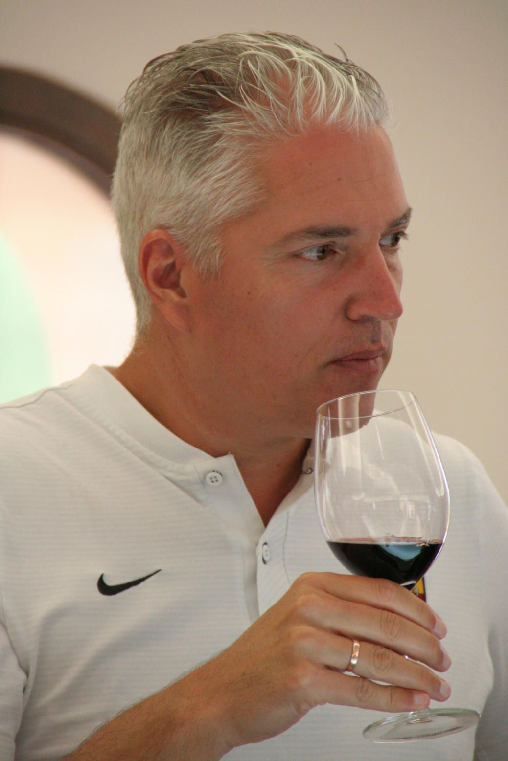 Dennis tasting a red wine