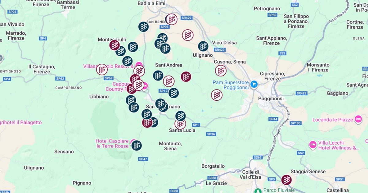 San Gimignano wineries map