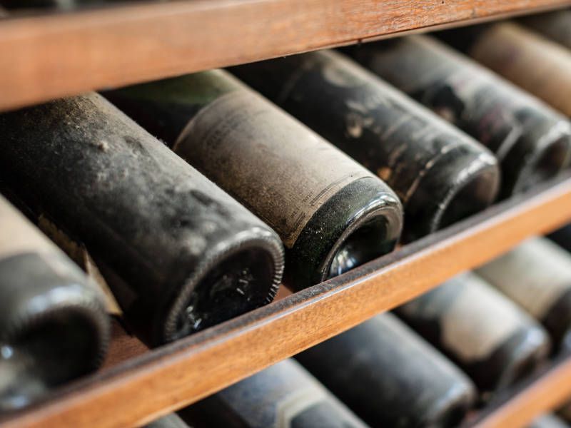 Wine bottles in a cabinet